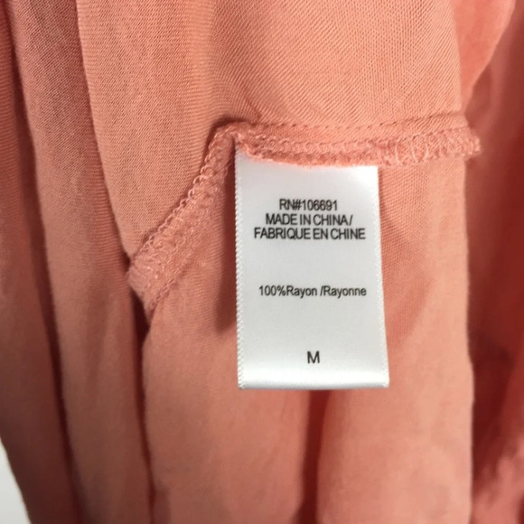 Young Fabulous & Broke Dawn Coral Tiered Oversized Midi Dress Medium - Picture 6 of 16